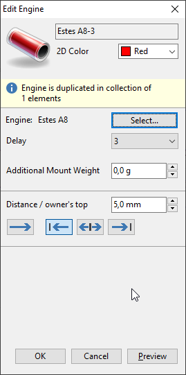 SpaceCAD engine dialog