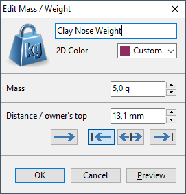SpaceCADmass dialog