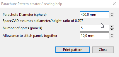 SpaceCAD start dialog